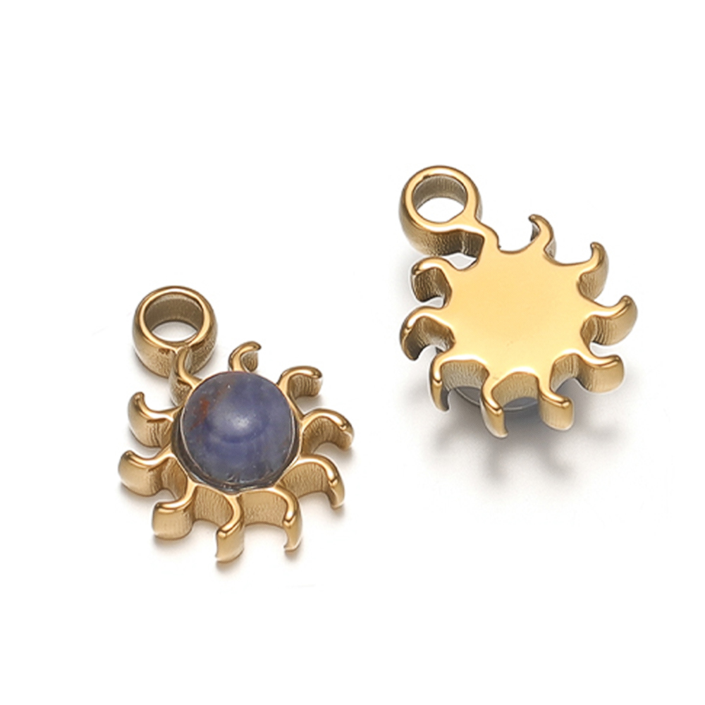 Jewelry Making Gemstones - 5Pcs Stainless Steel Sun Charms Gemstone